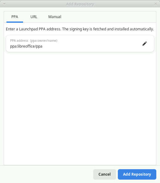 Add repository dialog