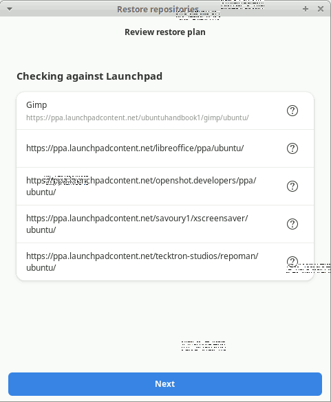Restore wizard page 1