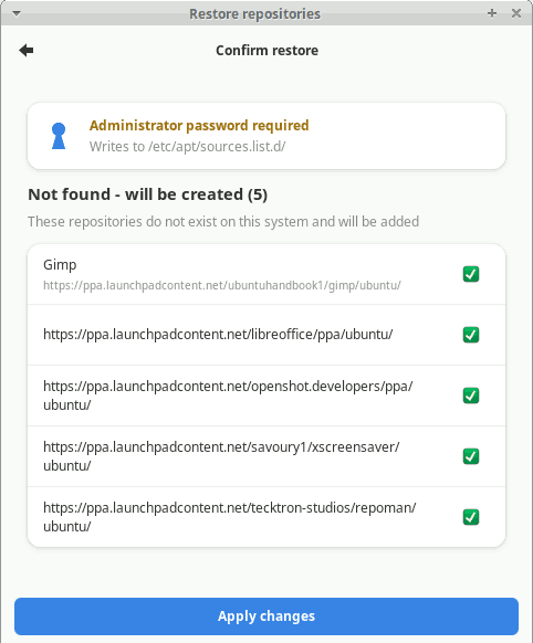 Restore wizard page 3