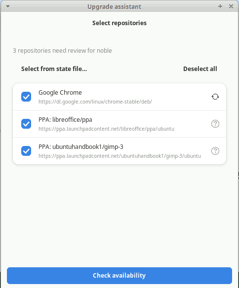 Wizard step 1 — select repositories