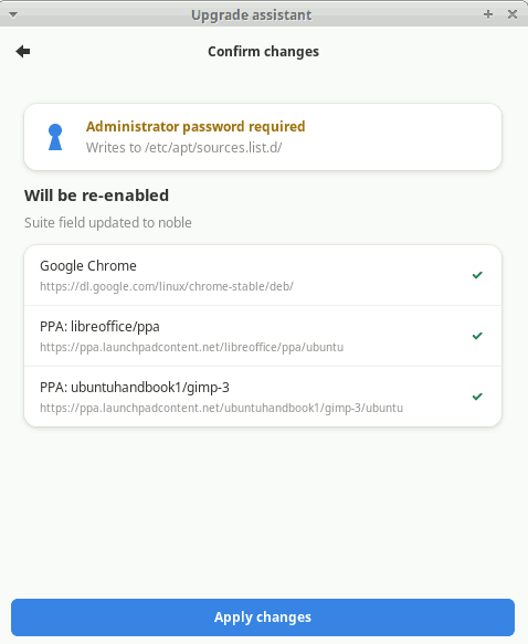 Wizard step 3 — confirm changes
